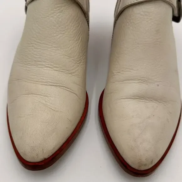 Frye Cream Ankle Boots with Silver Buckles - Picture 8 of 11